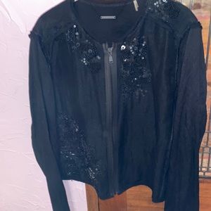 EUC Elie Tahari black beaded evening jacket sz xl